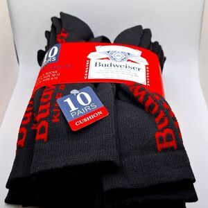 Budweiser king of beers 10 pairs cushion black socks nwt